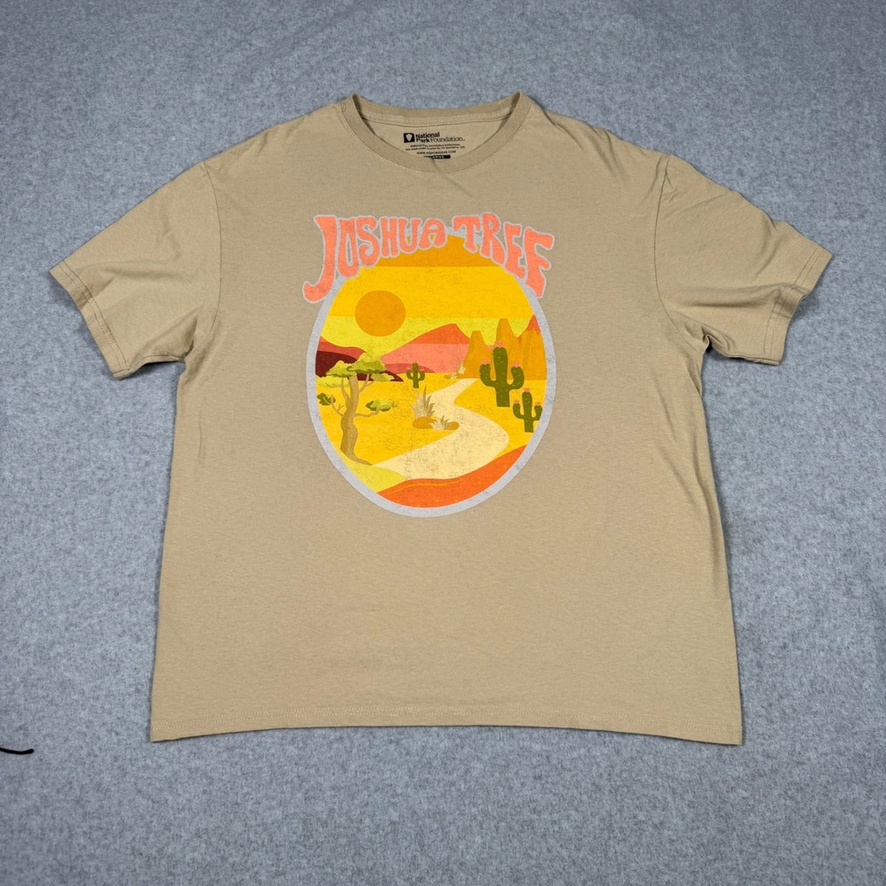 National Park Foundation Joshua Tree Graphic T-Shirt Mens Large Tan Desert Tee